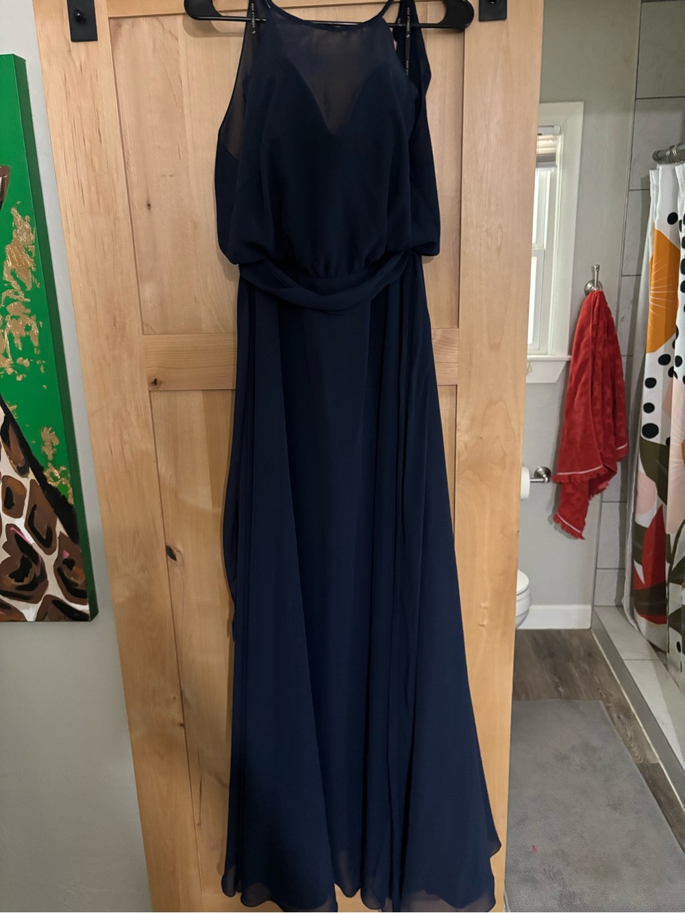 SORELLA VITA Navy Chiffon Halter Wedding Gown